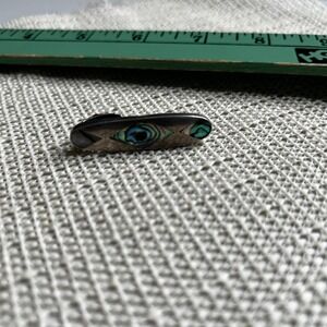 Vintage Sterling Silver 925 Abalone Inlay Tie Clip Men Jewelry Accessory